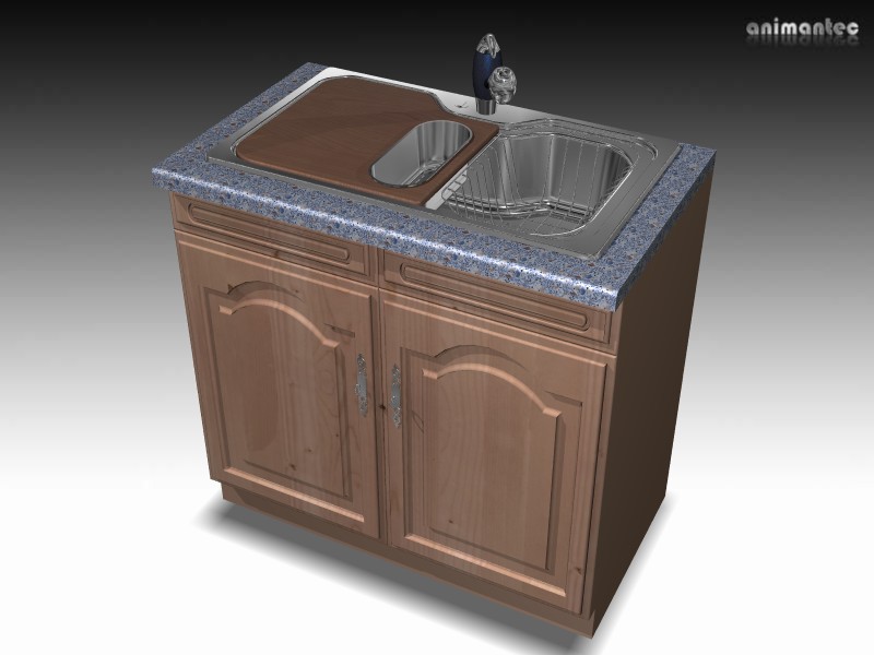 3D Modell Unterschrank mit Einbauspuele als CAD Küchenmöbel