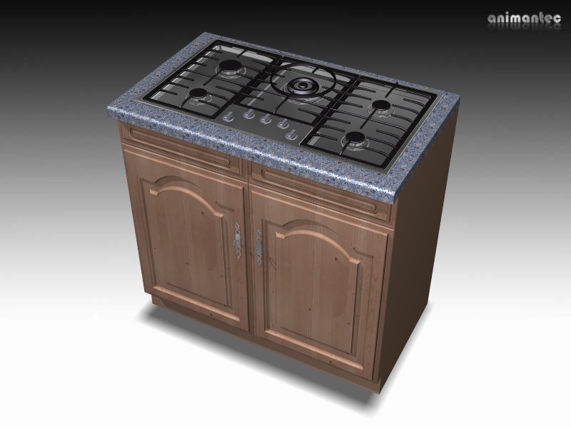 3D Modelle Unterschrank mit Gas Kochfeld zur Küchenplanung